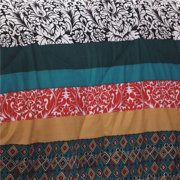 Lush Decor Boho Striped Reversible 7 Piece Comforter Bedding Set, King - Picture 4 of 6